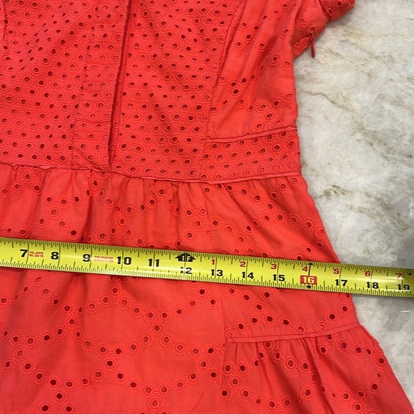 Diane von Furstenberg Skylar Coral Pink Eyelet Shirt Dress Size 6 - Picture 8 of 16